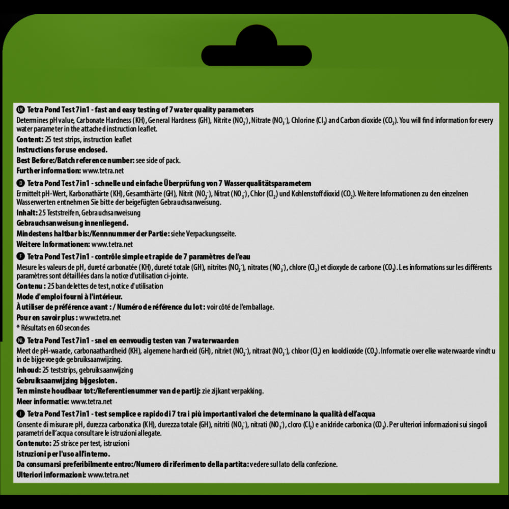 Набір індикаторних тестів Tetra Pond Test 7in1 для ставка, для перевірки показників якості води, 25 шт