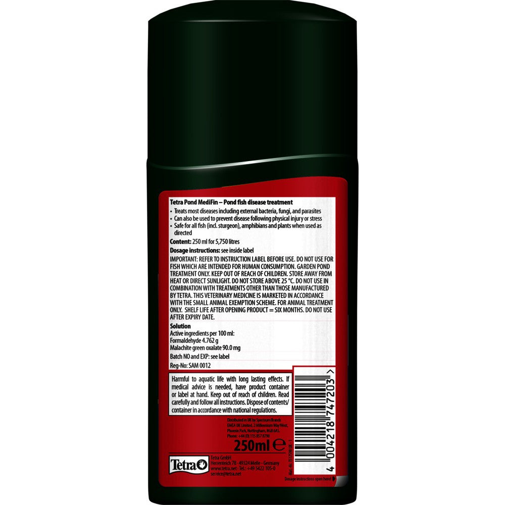 Засіб Tetra Pond MediFin для ставкових риб, лікарський засіб проти інфекцій та хвороб, 1 л на 20 000 л