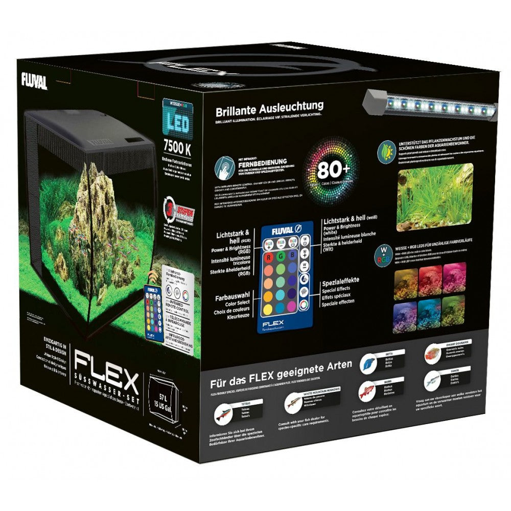 Акваріум Fluval FLEX з обладнанням, чорний, 57 л