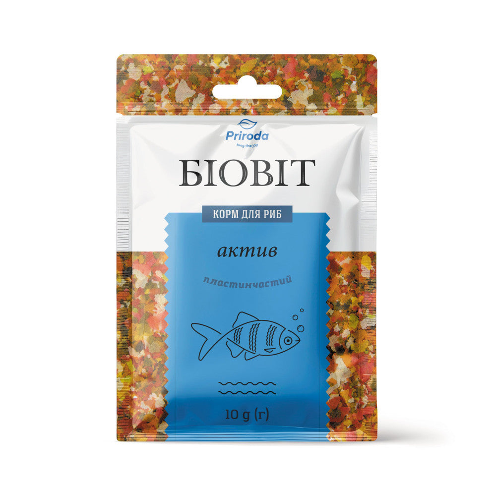 Корм Природа Біовіт «Актив» для дорослих акваріумних риб, пластинчатий, 10 г