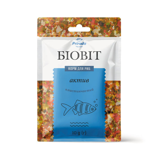 Корм Природа Біовіт «Актив» для дорослих акваріумних риб, пластинчатий, 10 г