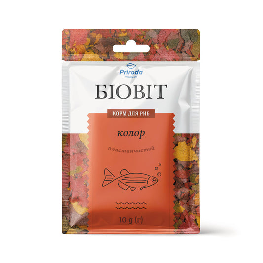 Корм Природа Біовіт «Колор» для яскраво-забарвлених риб, пластинчатий, 10 г