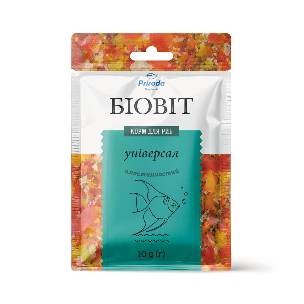 Корм Природа Біовіт «Универсал» для цихлід та яскраво-забарвлених риб, пластинчатий, 10 г