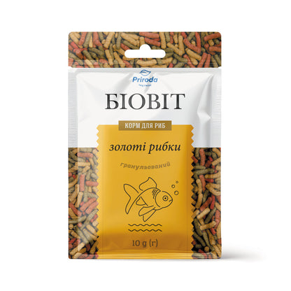 Корм Природа Біовіт «Золоті рибки» для риб сімейства коропових, гранульований, 10 г