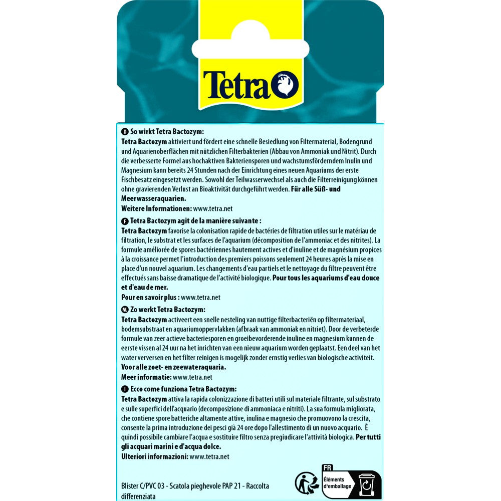 Засіб Tetra Bactozym для акваріума для стабілізації біологічної рівноваги, 10 таблеток, на 1000 л